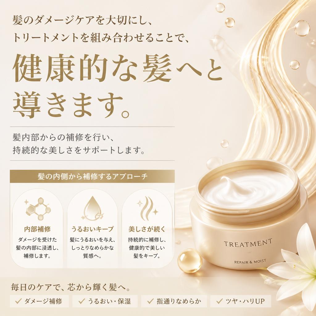艶やかな髪を保つヘアトリートメント